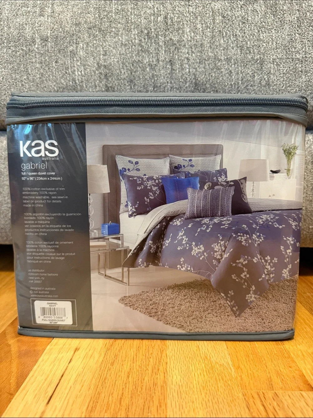 KAS Gabriel Full/Queen Blue Floral Duvet Covwr